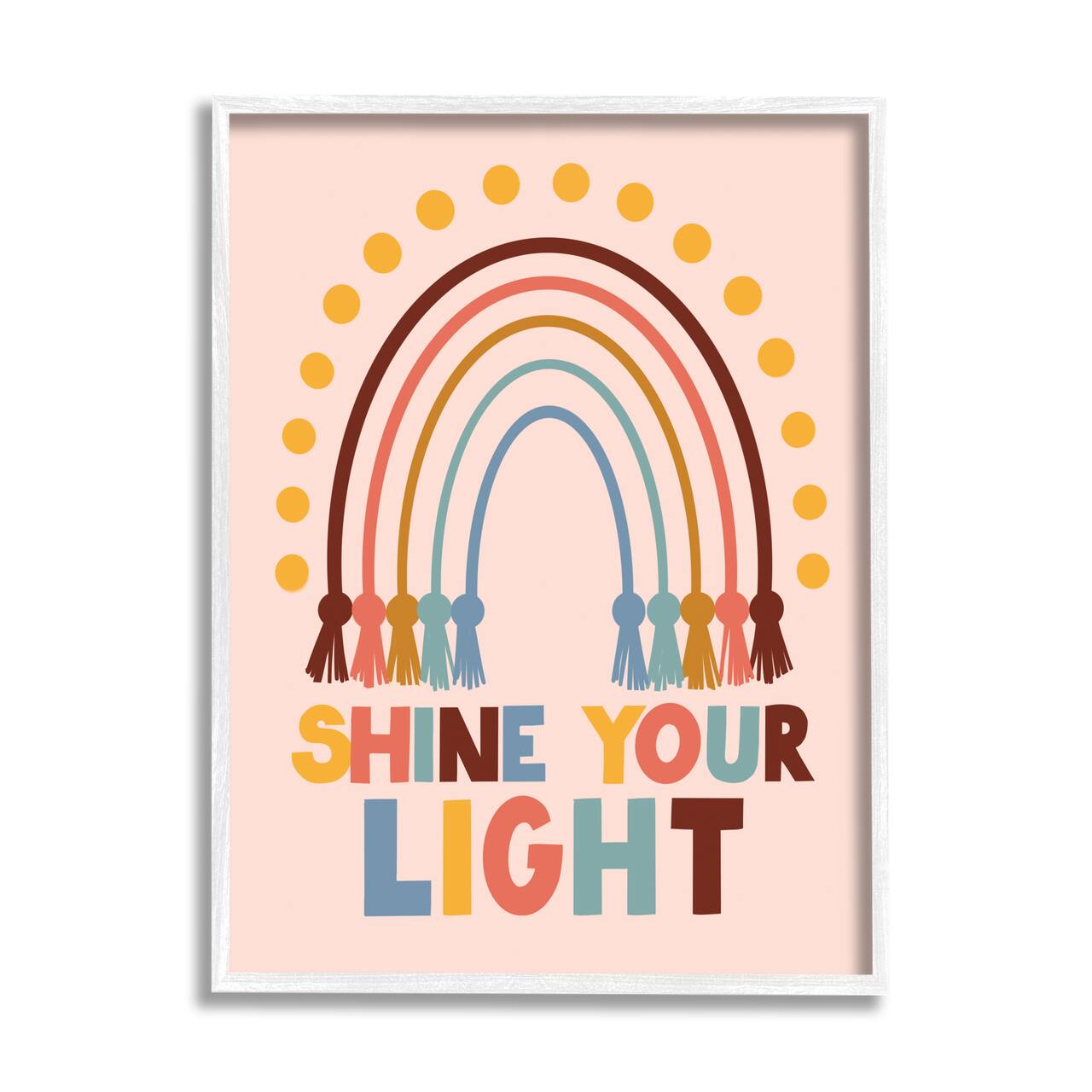 Stupell Industries Shine Your Light Hanukkah Rainbow Framed Giclee Art